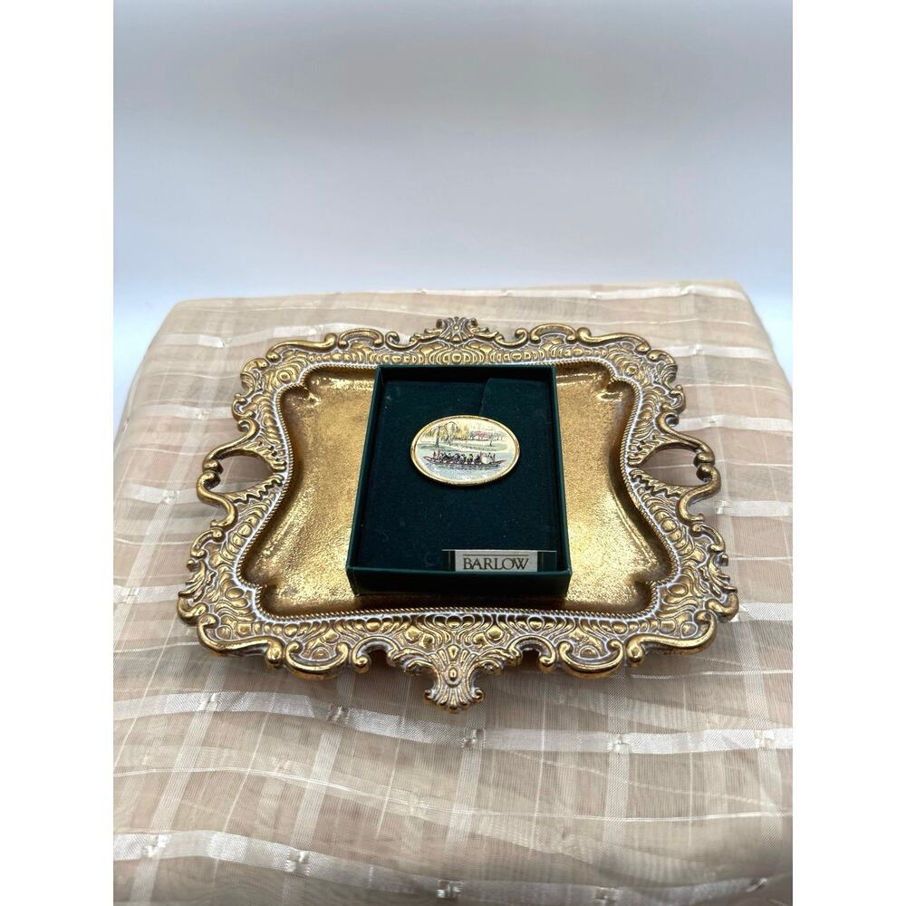 Vintage Barlow Boston Swan Boats Oval decorative Brooch